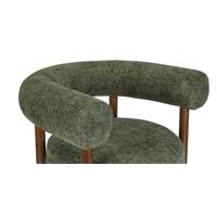 Alma fauteuil en tweed vert et bois foncé