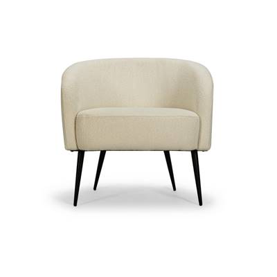 Romane fauteuil bouclette blanche et métal noir