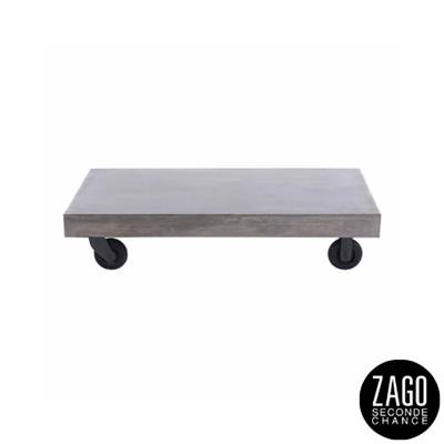 Stone table basse en béton rectangulaire à roulettes