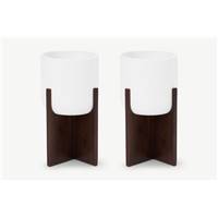 Barwyn lot de 2 cache-pots fibre de ciment et acacia