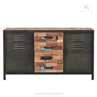 Factory buffet bois de bateau recycl 2 portes 4 tiroirs L160cm