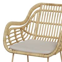 Azeli chaise de bar en rotin et tissu beige H71