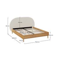 Georgina lit double 160x200 en tissu bouclé beige et bois d'hévéa