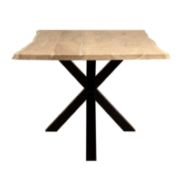Liveo table à manger en bois de manguier bords irréguliers pieds métal 260cm