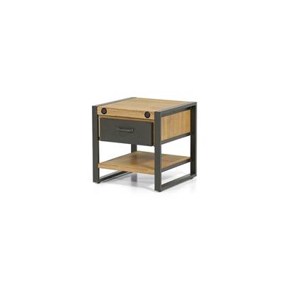 Kiko table de chevet acacia et métal 1 étagère 1 tiroir