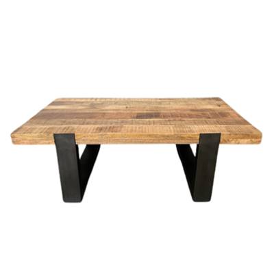 Molissan table basse en bois de manguier et pieds épingles métal noir