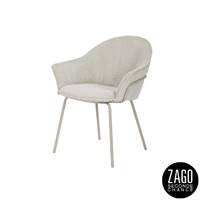 Noma fauteuil avec accoudoirs en velours côtelé gris clair/blanc