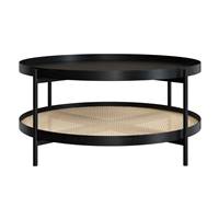 Cedak table basse en cannage et bois de mindi noir Ø84