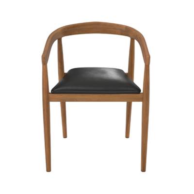Breda chaise en bois de teck vernis et assise cuir
