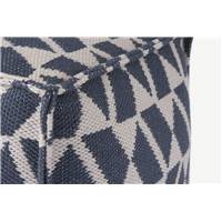 Oblique pouf bleu canard et gris