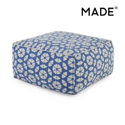 Trio pouf carré bleu et gris