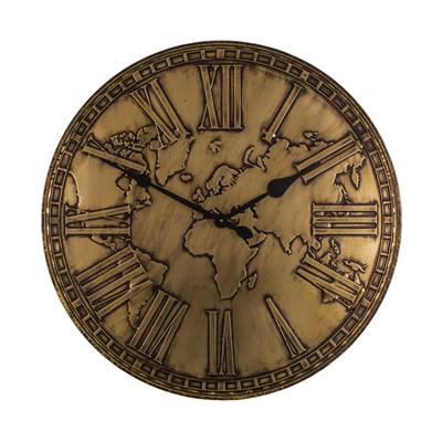 Pendule Mappe monde laiton Ø 81 cm