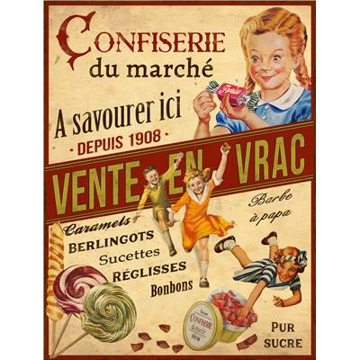 Plaque métal Confiserie 33 x 25 cm