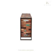 Nautical buffet bois de bateau recyclé 4 portes 3 tiroirs