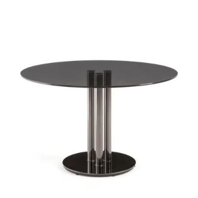 Avril table à manger verre trempé noir 6 personnes