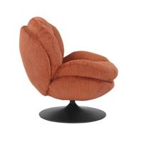 Topi fauteuil pivotant velours côtelé terracotta