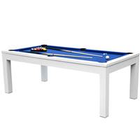 Defai table de billard convertible blanche tapis bleu 8 à 10 personnes
