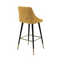 Kaoli chaise de bar en velours jaune curry et pieds en métal H78