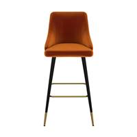 Kaoli chaise de bar en velours orange et pieds en mtal H78