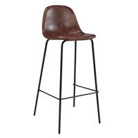 Vladi chaise de bar vintage en cuir synthétique marron H75