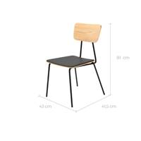 Tallor chaise en bois clair, cuir synthétique et métal noir