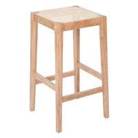 Square tabouret de bar en bois et cannage marron H65