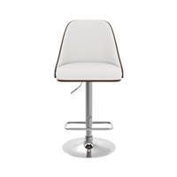 Lyssa chaise de bar réglable et pivotante en PU blanc et bois foncé