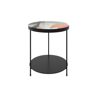Puck table d'appoint en métal noir et multicolore ronde ø40,5