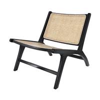 Ilios petit fauteuil en bois de teck noir et tressage en rotin