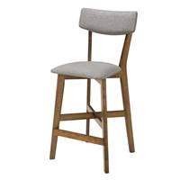 Nolite chaise de bar mi-hauteur en tissu gris et pieds en bois foncé