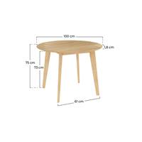 Alfo table à manger ronde en bois clair 4 personnes ø100