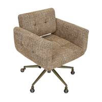 Marius chaise de bureau rotative à roulettes en tissu tweed marron caramel