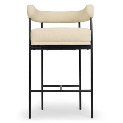Borry tabouret de bar tissu bouclé blanc et métal noir H78