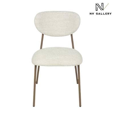 Bonnie chaise en chenille beige et métal cappuccino