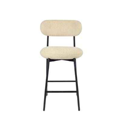 Vanilla tabouret de bar en tissu tweed sable et métal noir H68
