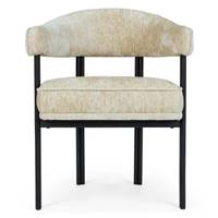 Glorysse chaise avec accoudoirs en tissu beige satiné et pieds noirs