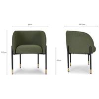 Alexia chaise en tissu bouclé vert kaki et détails en laiton