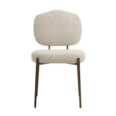 Breka chaise en tissu beige cappuccino et métal chocolat