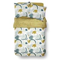 Sunshine parure de lit 220x240 coton imprimé feuille jaune et bleu 11.52