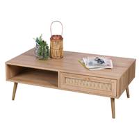Bali table basse 1 tiroir bois et rotin L110cm