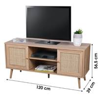Bali meuble TV 2 portes bois et rotin H56,5cm