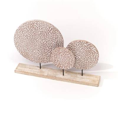 Décoration Mango Wood en bois sculpté motifs beige marron