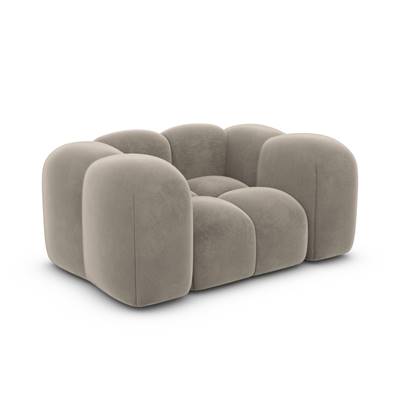 Cotton fauteuil 1 place en velours beige foncé