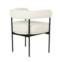 Borry chaise avec accoudoirs en tissu blanc crêpé et métal noir