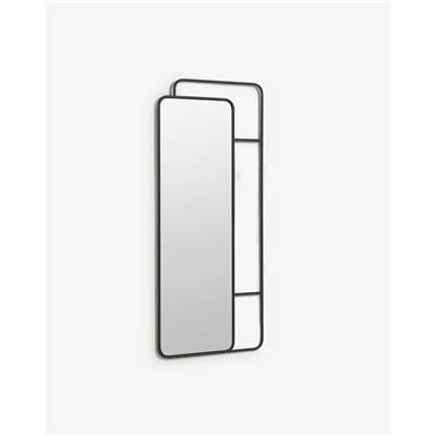 Frank miroir avec barres en métal noir 70x160