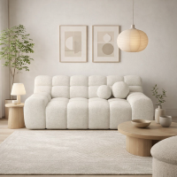 Boon canapé 2 places en tissu bouclé blanc