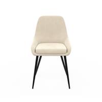 Elena chaise en velours crème et métal noir