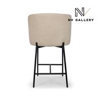 Gilo tabouret de bar en tissu beige sésame et métal noir H65