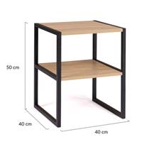 Misou lot de 2 tables de chevet bois et noir 2 plateaux