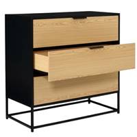 Nariva commode 3 tiroirs noir et bois